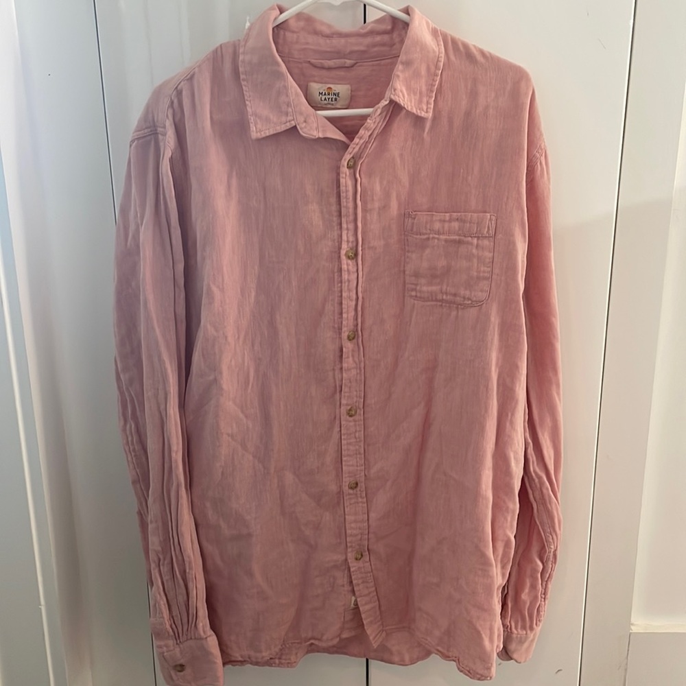 Marine Layer Pink Casual Button Down Shirt